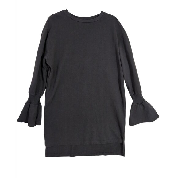 Zara Tunic Shirt Dress Women M Gray Minimalist Boho Travel Bell Sleeve Casual - Picture 1 of 8